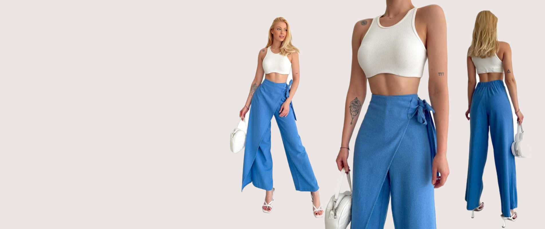 Ленени панталони със странична връзка